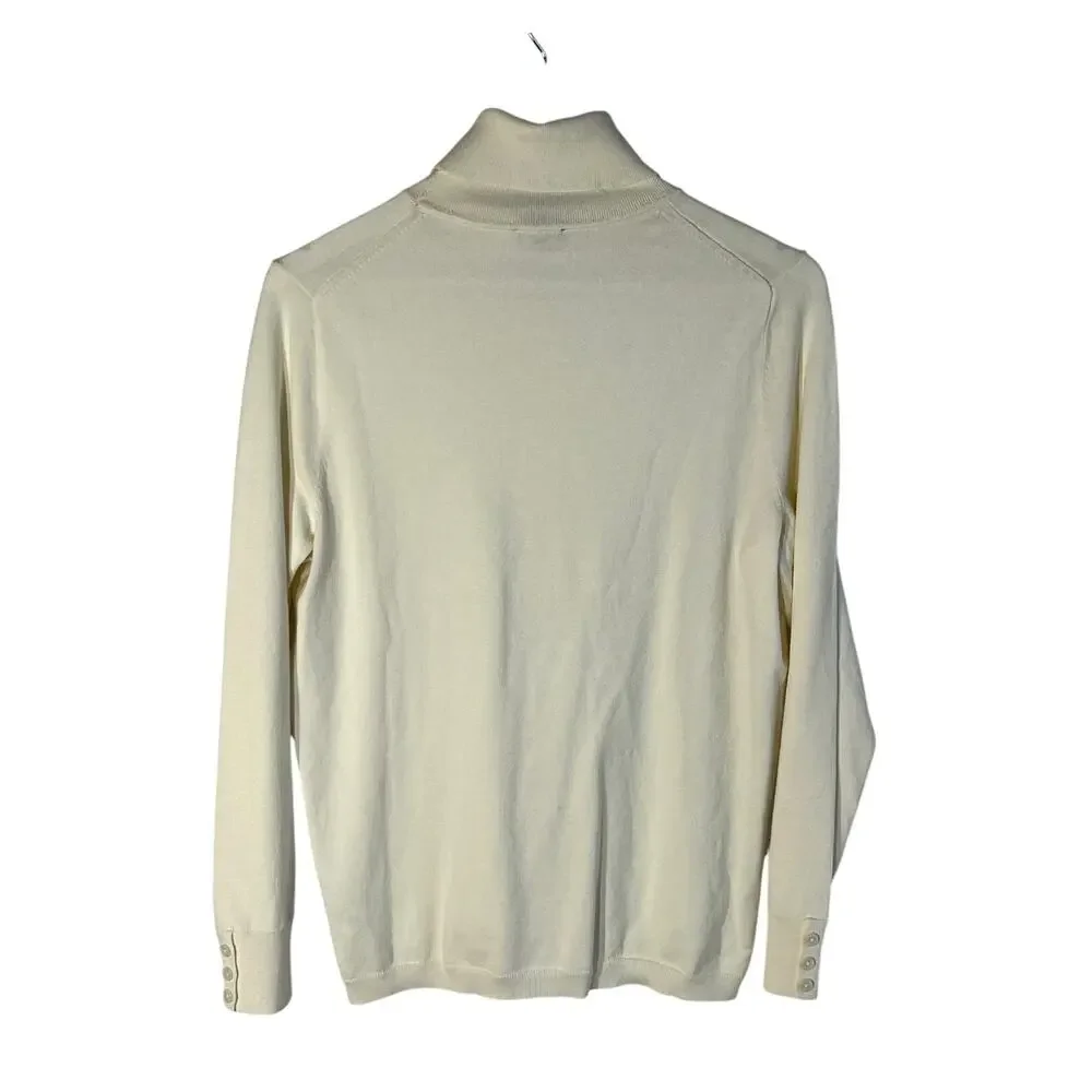 TALBOTS WOMENS SIZE LARGE PETITE FINE KNIT TURTLENECK SWEATER CREAM NEW